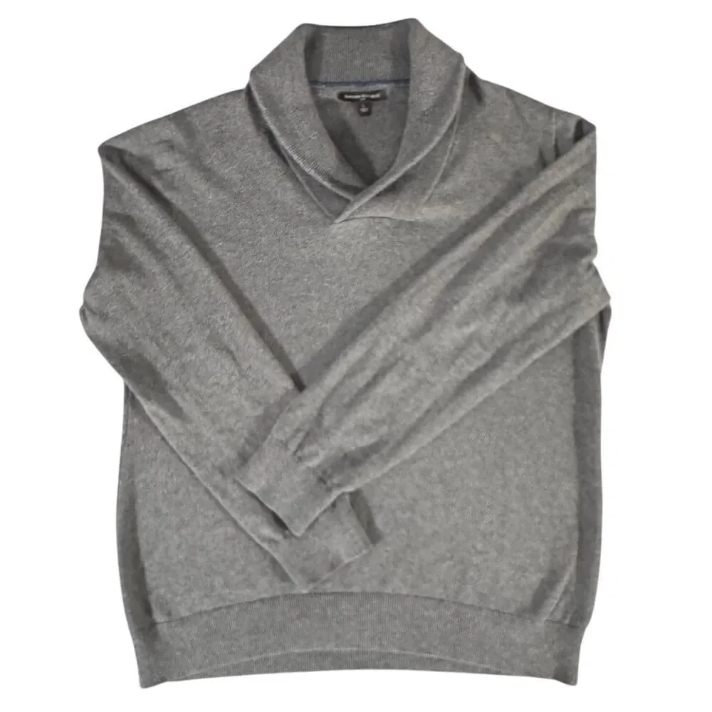 Banana Republic Men's Gray Shawl Collar Cotton Sweater Size L